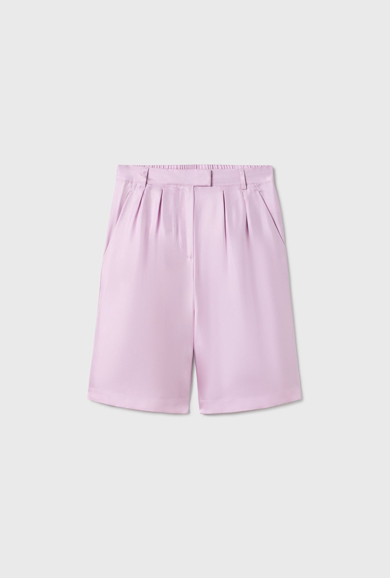 Silk Laundry Twill Double Pleated Shorts (Lilac)