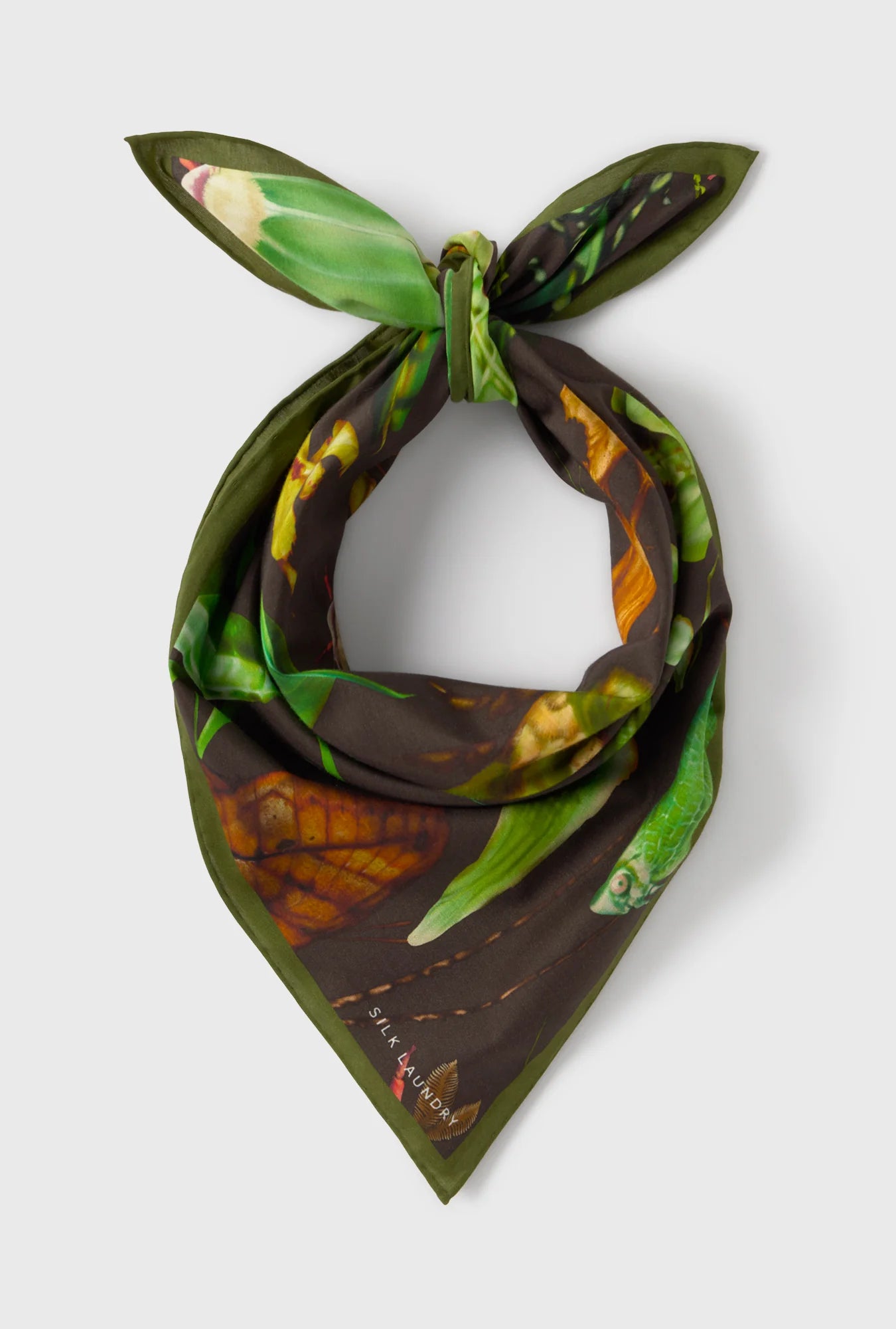 Image of Scarves & Shawls. Product name - Cotton Silk Scarf Bug Camo in Bug Camo colour by brand - Silk Laundry