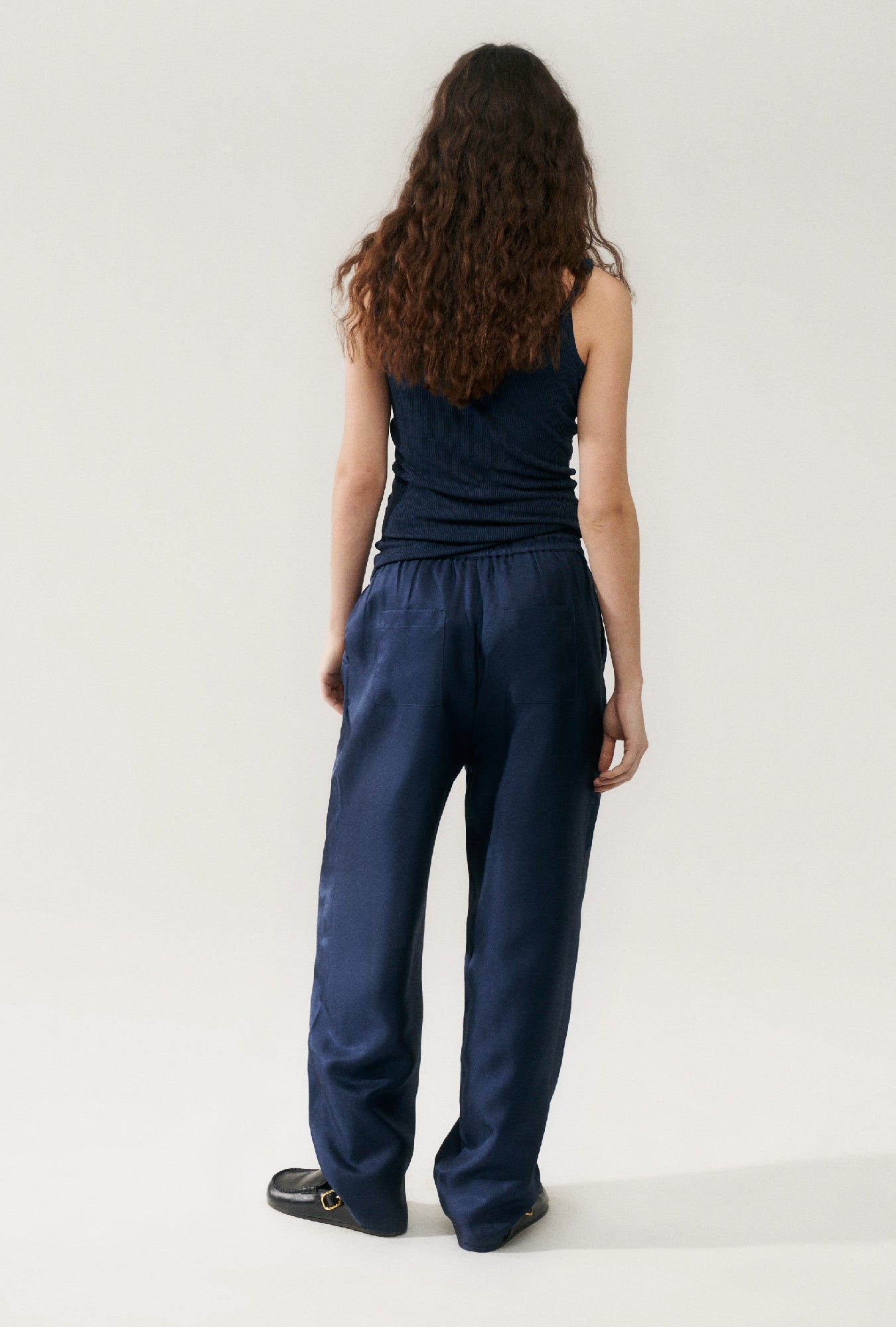 Silk Laundry Ribbed Tank (Midnight)