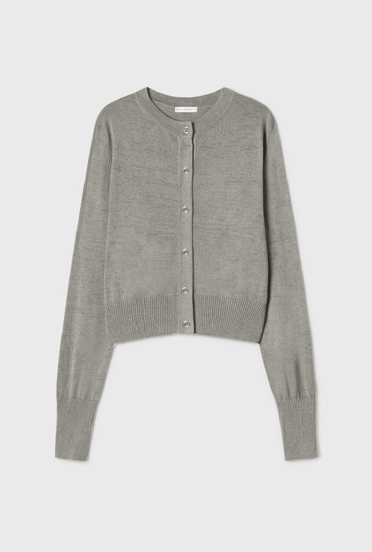 Image of Cardigans. Product name - Cropped Cardigan Moon in Moon colour by brand - Silk Laundry