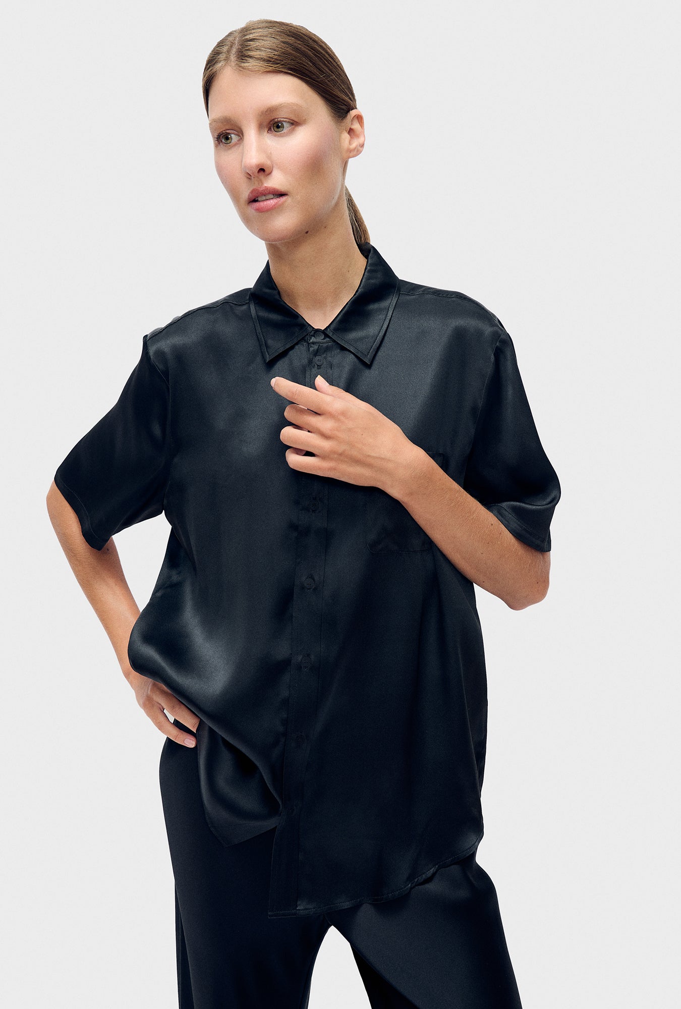 Silk Laundry Short Sleeve Boyfriend Shirt (Year Of The Horse)