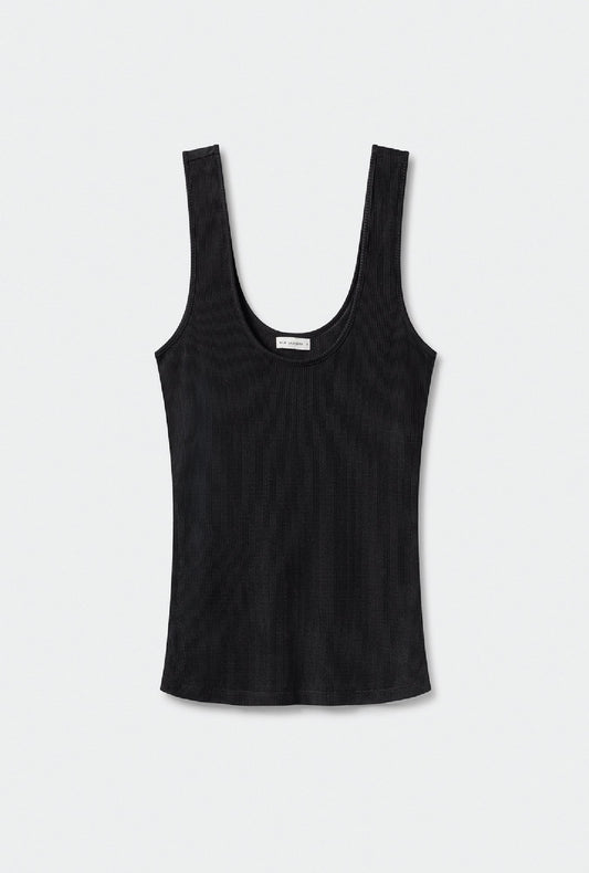 Silk Laundry Ribbed Tank (Black)