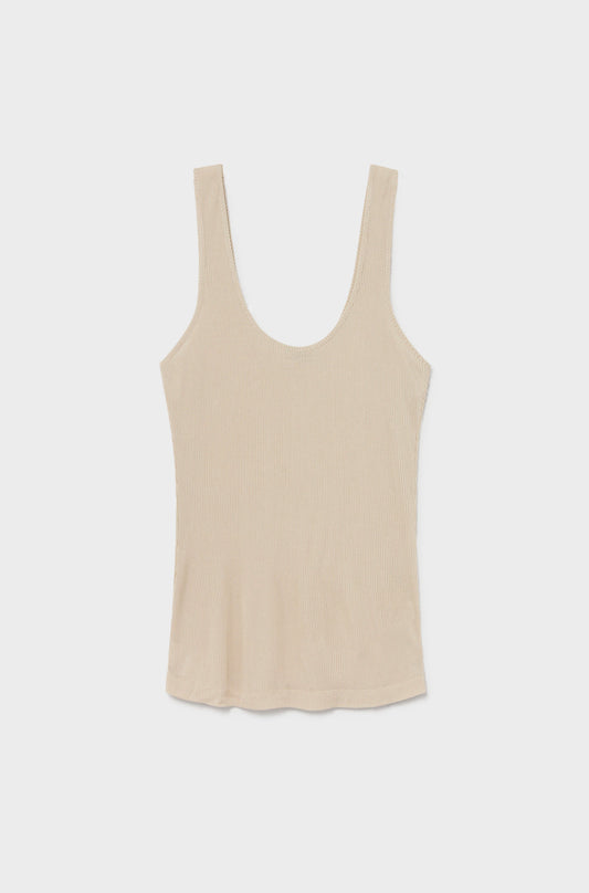 Silk Laundry Ribbed Tank (Hazelnut)