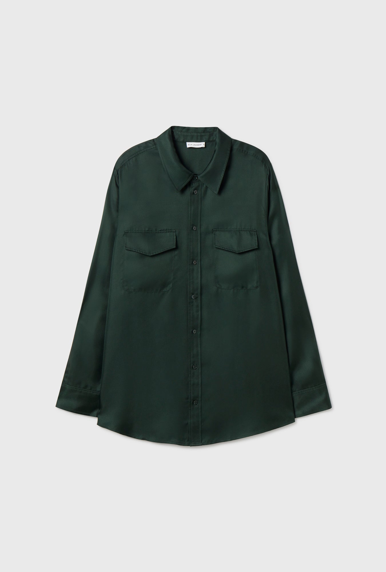 Silk Laundry Twill Boyfriend Shirt (Scarab)