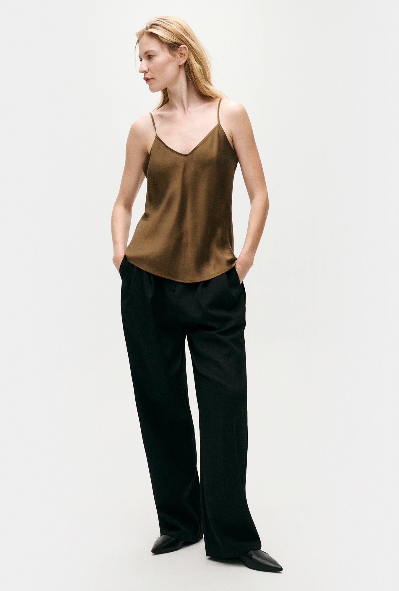 Silk Laundry Bias Cut Cami (Dark Earth)
