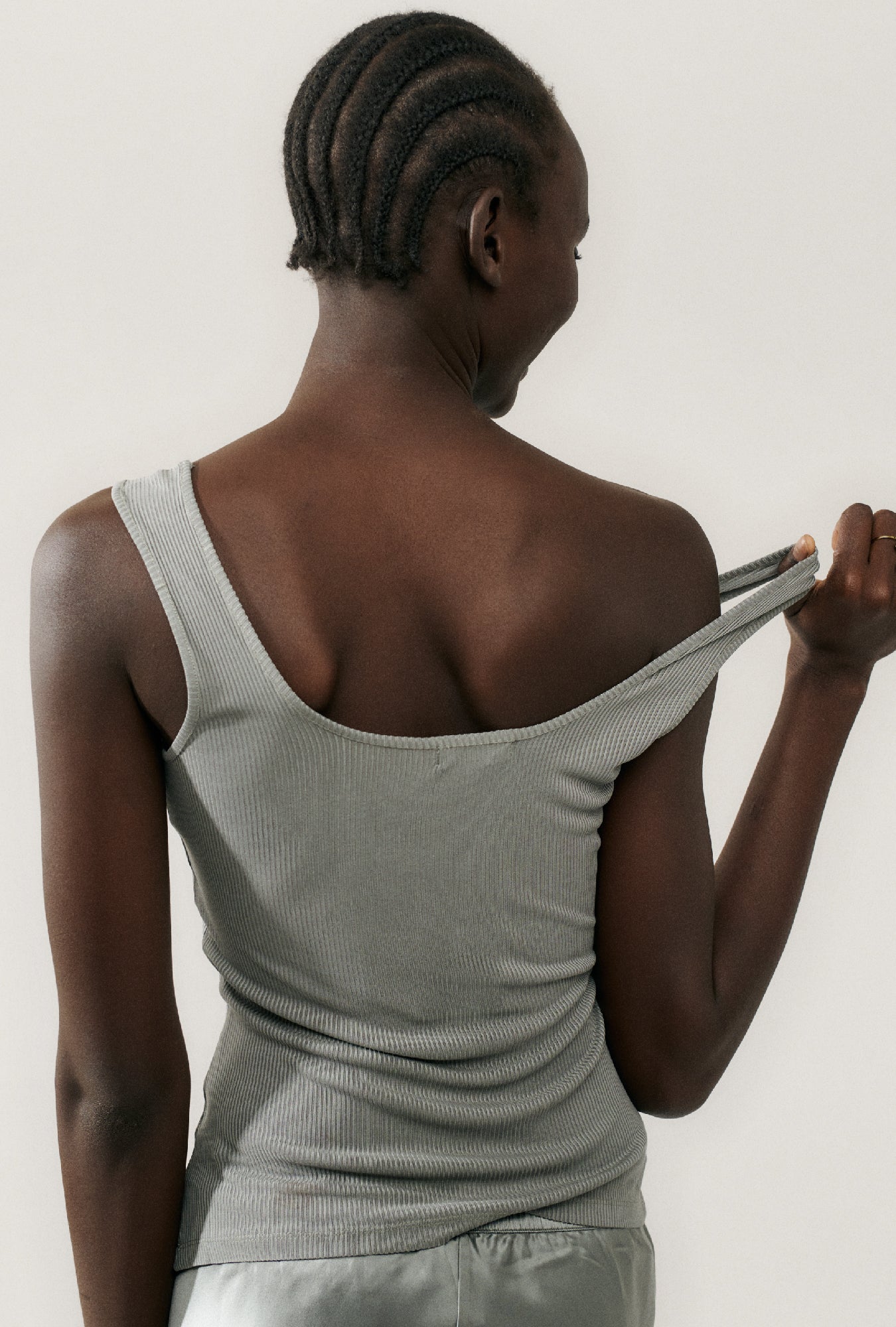 Silk Laundry Ribbed Tank (Moon)