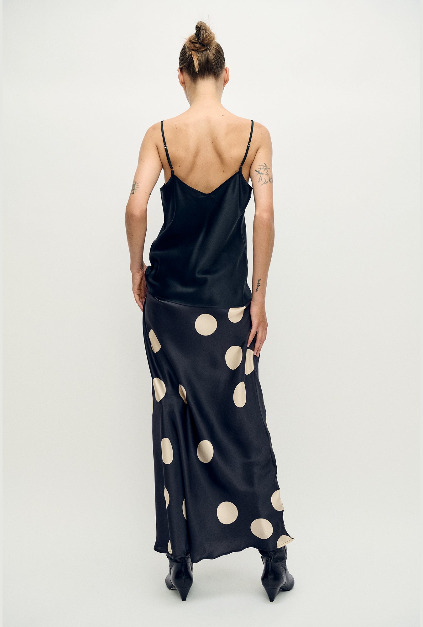Silk Laundry Long Bias Cut Skirt (Large Polka Dot)