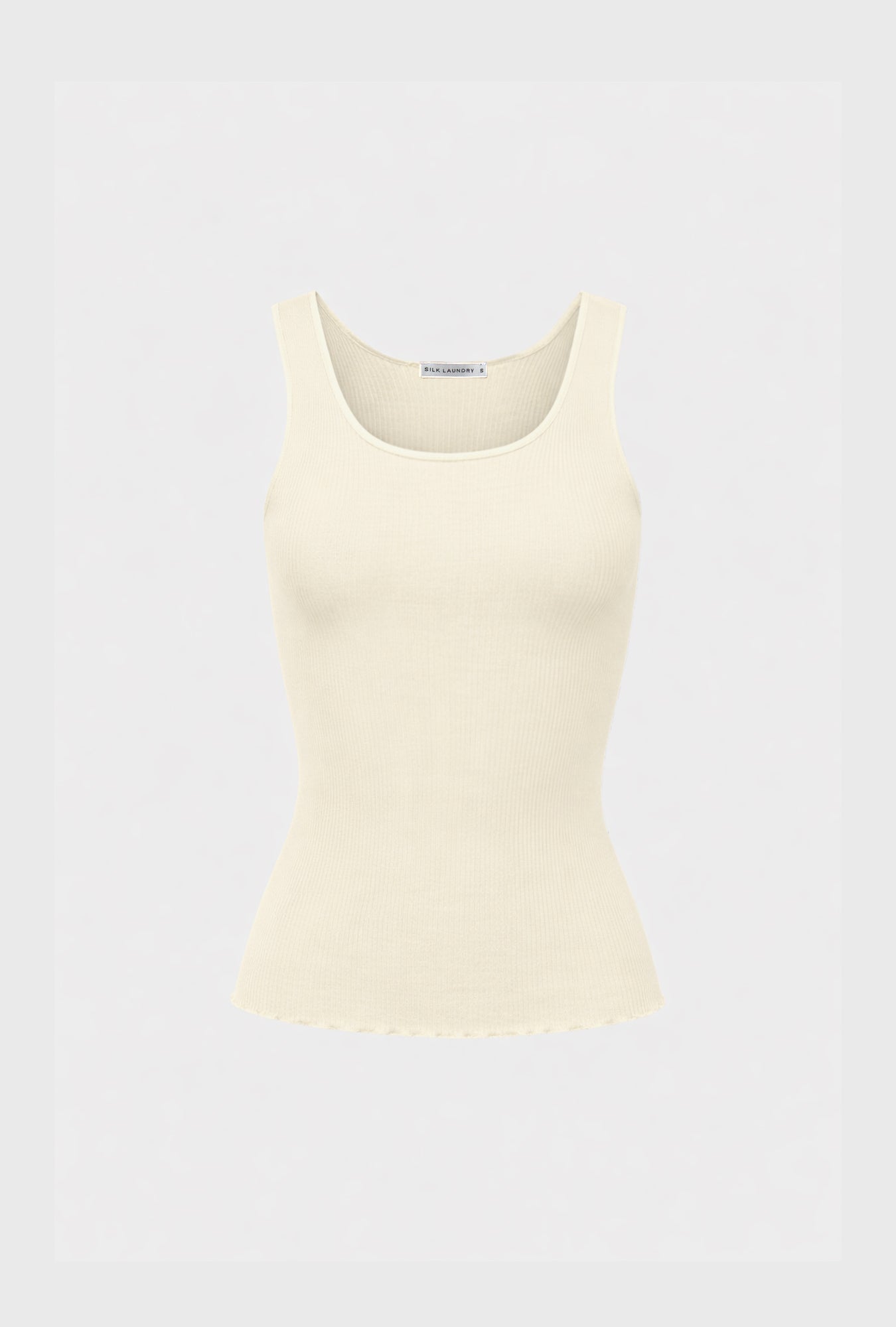 Laundry Silk Wool Ribbed Essential Tank (White)