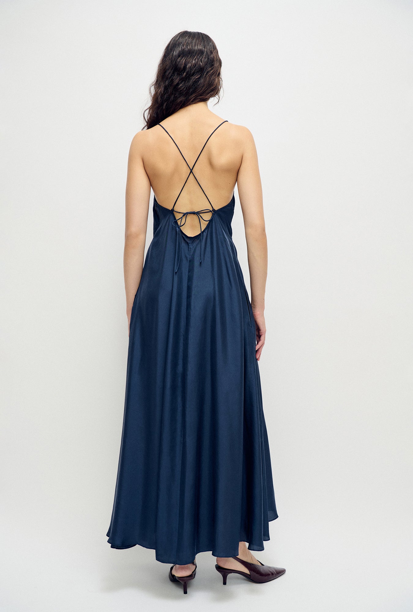 Silk Laundry Habotai Long Maxi Dress (Midnight)