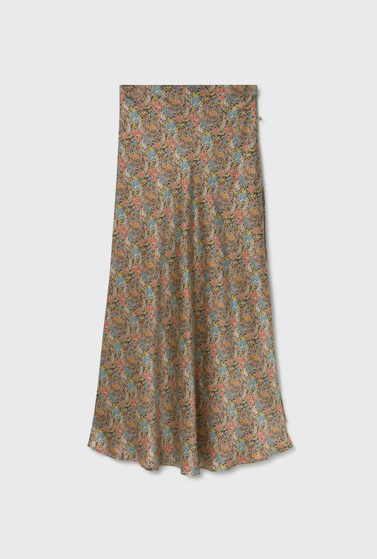 Silk Laundry Long Bias Cut Skirt (Sugar Floral)