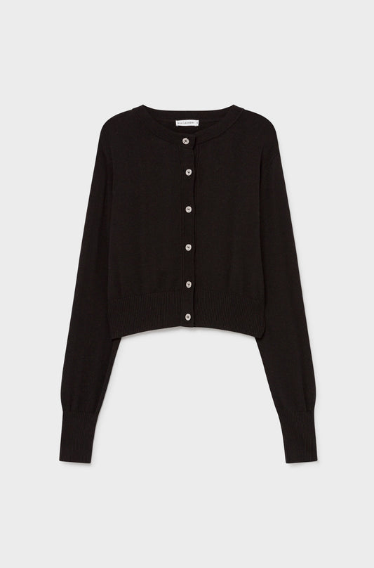 Silk Laundry Cropped Cardigan (Black)