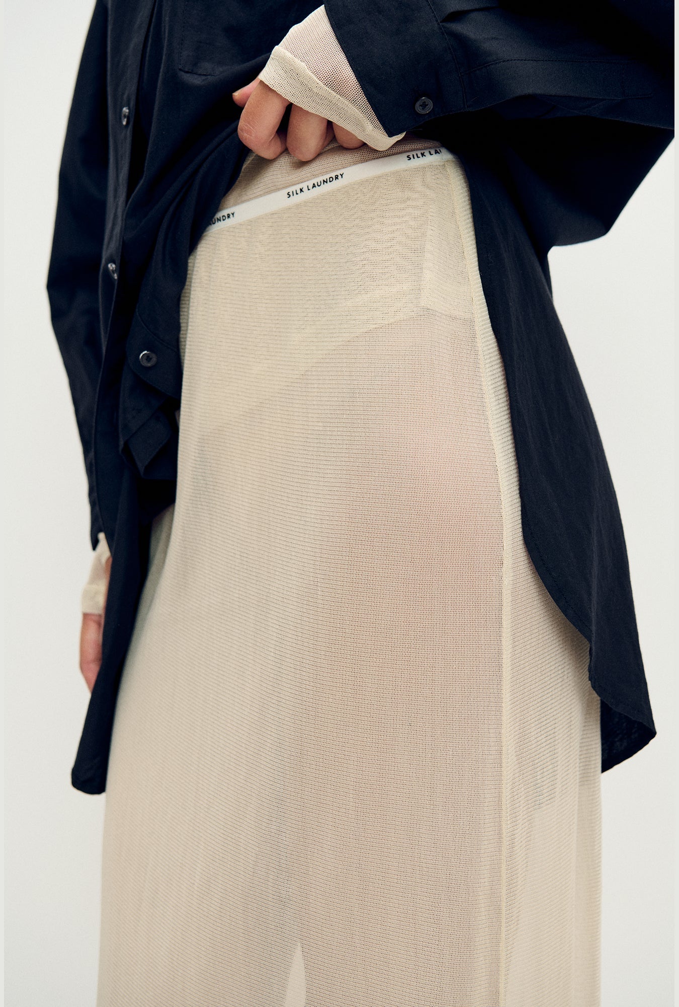 Silk Laundry Mesh Skirt (Hazelnut)