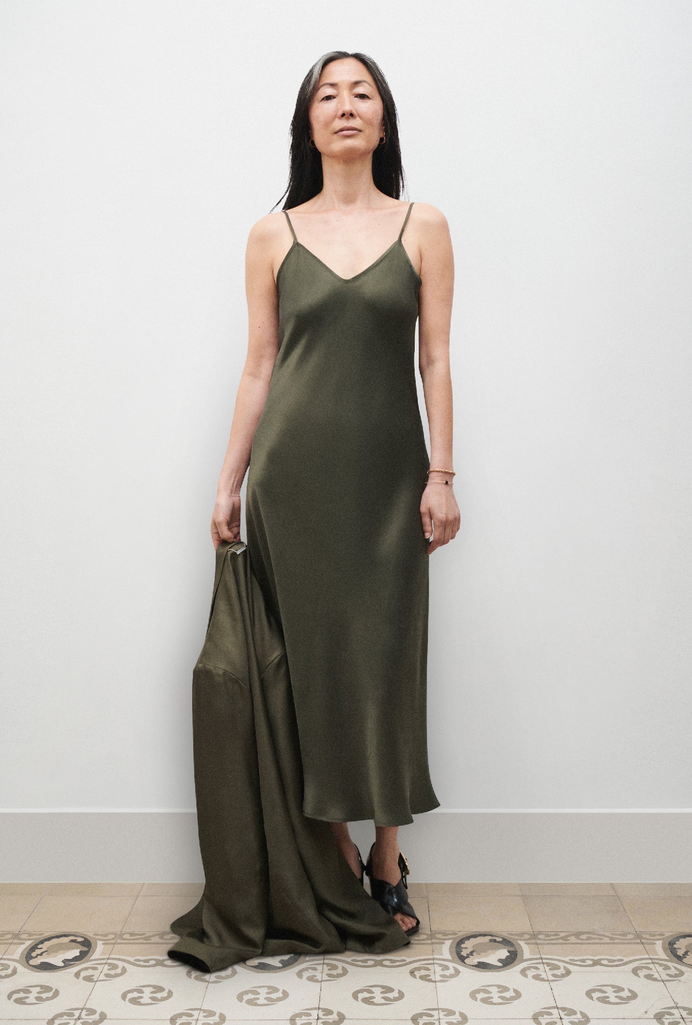 Silk Laundry 90s Slip Dress (Pine)