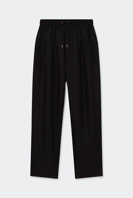 Silk Laundry Twill Slouch Pants (Black)