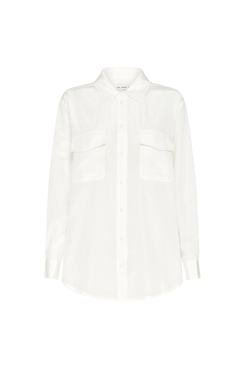 Image of Shirts. Product name - Habotai Boyfriend Shirt White in White colour by brand - Silk Laundry