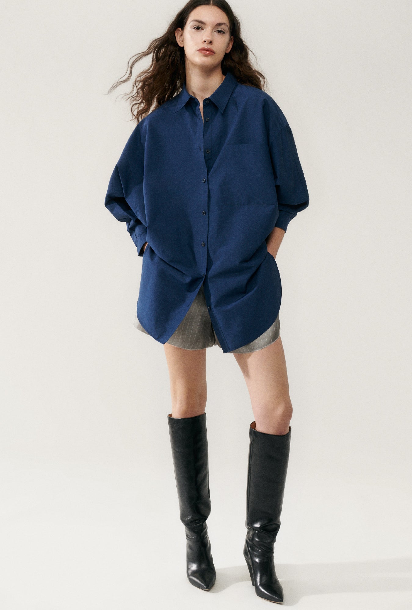 Laundry Cotton Silk Round Shirt (Midnight)