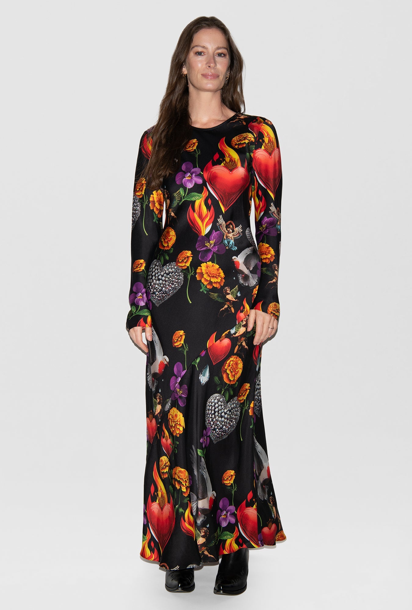 Image of Dresses. Product name - Full Sleeve Bias Dress Dearly Beloved Black in Dearly Beloved Black colour by brand - Silk Laundry