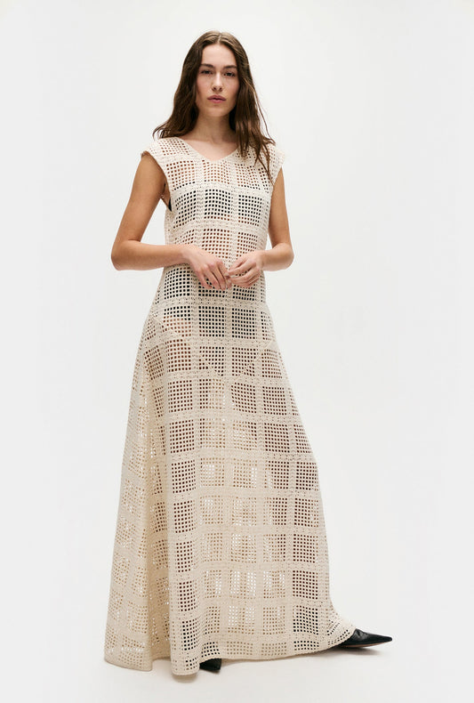 Image of Dresses. Productname: Cotton Grid Got It Dress Natural in Natural colour by brand - Silk Laundry