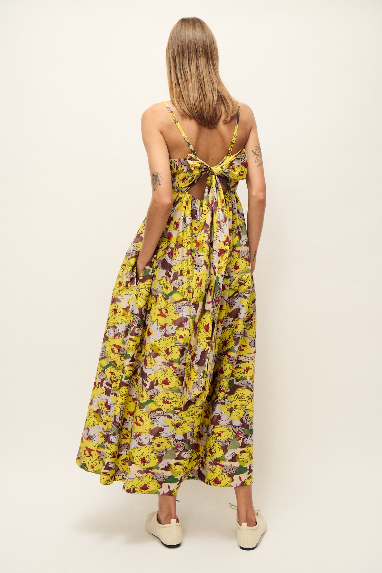 Laundry Cotton Silk Tulip Dress (Sunflower Floral)