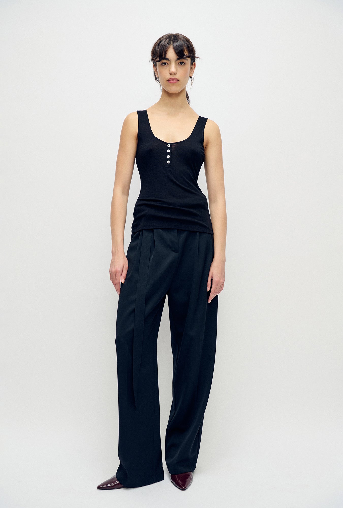 Silk Laundry Merino Henley Tank (Black)