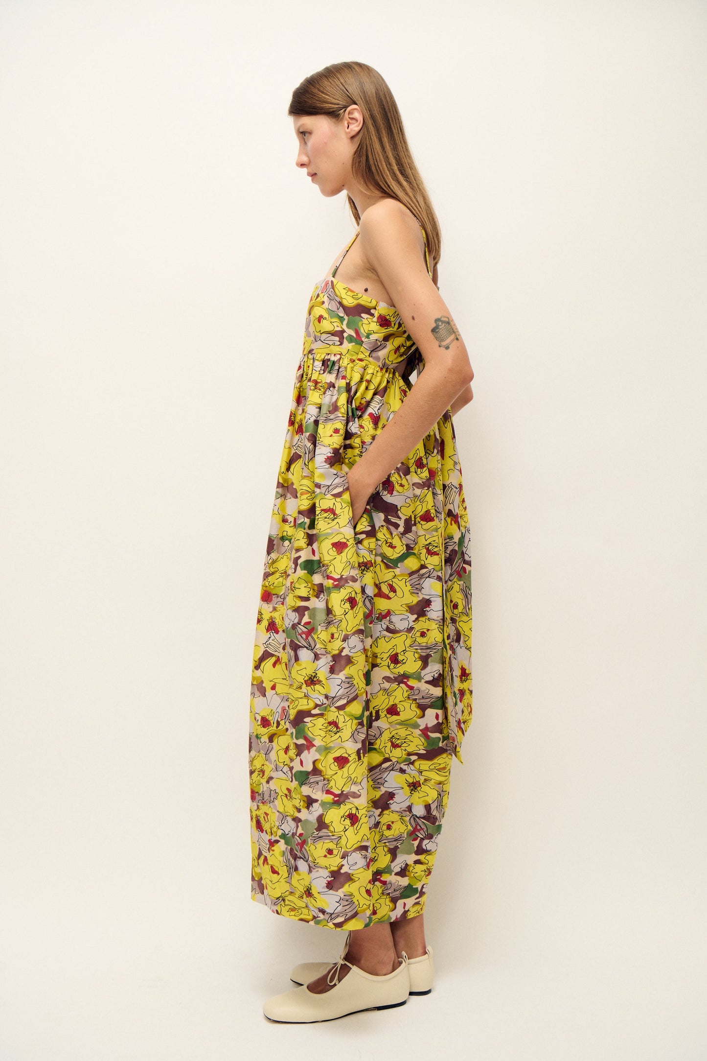 Laundry Cotton Silk Tulip Dress (Sunflower Floral)