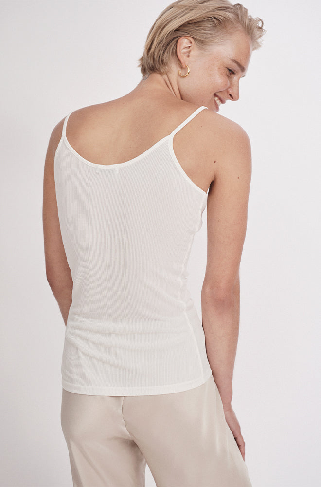 Silk Laundry Ribbed Cami (White)