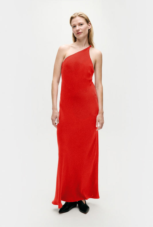 Image of Dresses. Productname: Silk Laundry SLOPE DRESS in Geranium colour by brand - Silk Laundry