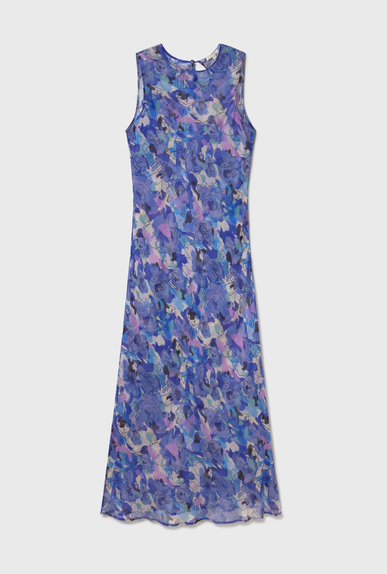 Silk Laundry Chiffon Rasa Dress (Cornflower Floral)