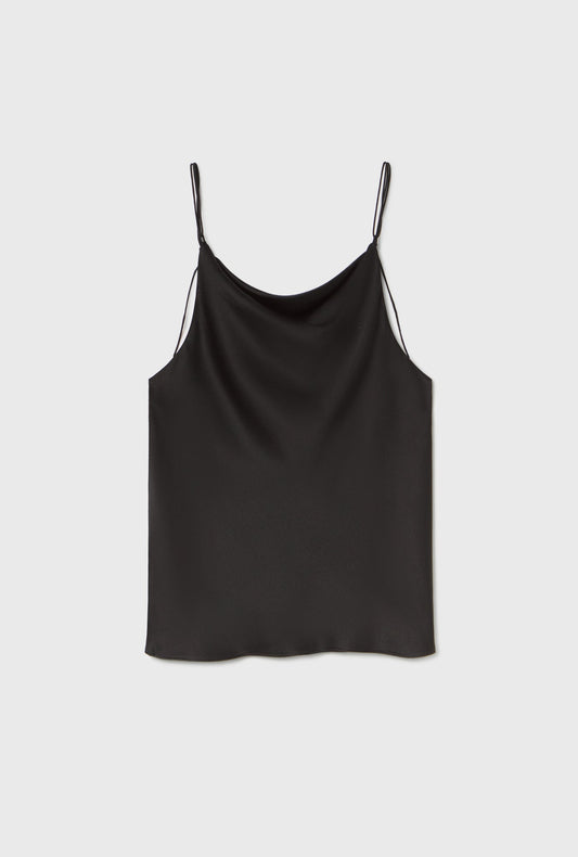 Silk Laundry Hammered Drape Cami (Black)