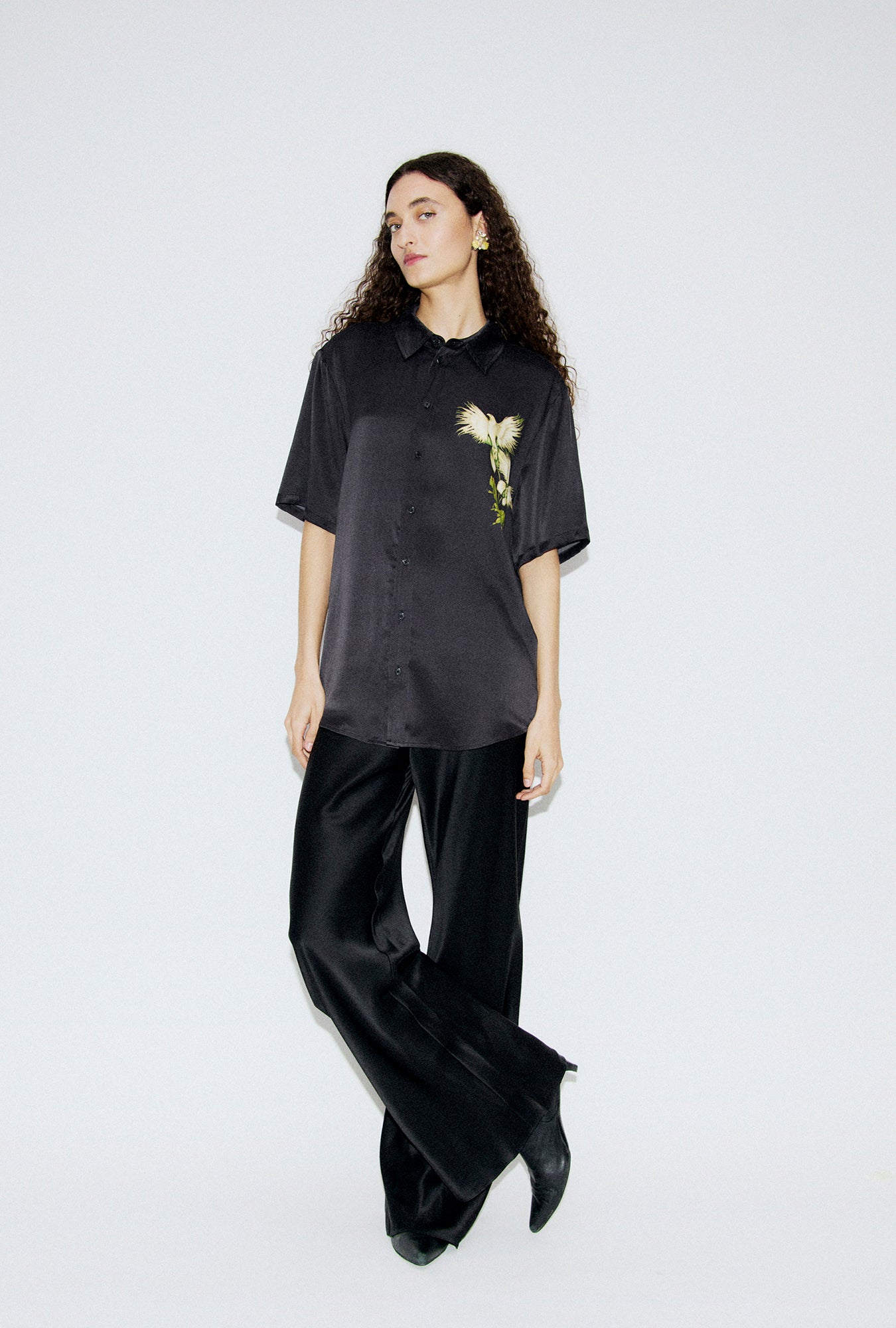 Silk Laundry Short Sleeve Boyfriend Shirt (Egret)