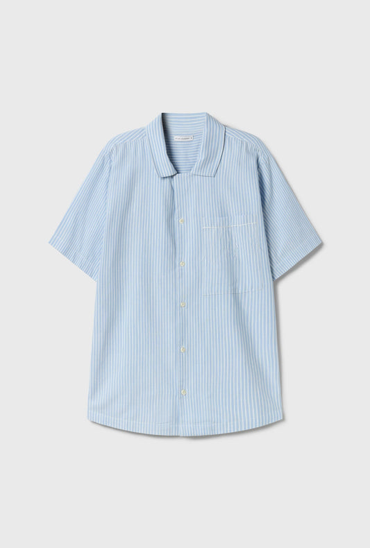 Silk Laundry Cotton Camp Shirt (Storm Stripe)