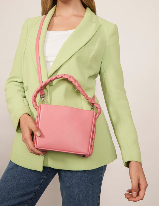 Image of Bags. Productname: Colette PLAIT HANDLE GEO BAG in Pink colour by brand - Colette