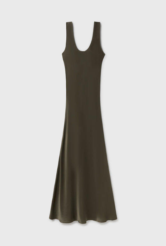 Silk Laundry Scoop Neck Dress (Pine)