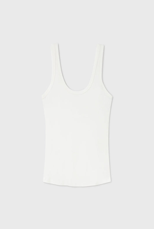Silk Laundry Jersey Scoop Tank (White)
