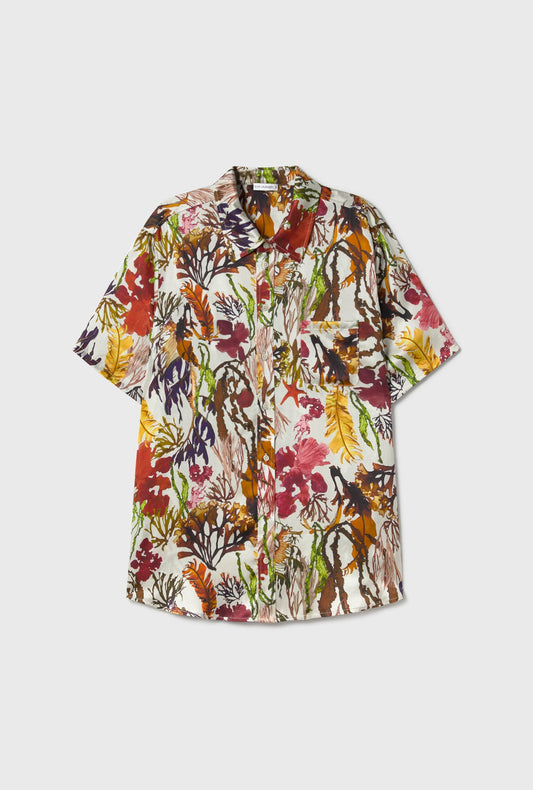 Silk Laundry Short Sleeve Boyfriend Shirt (Planktonic)