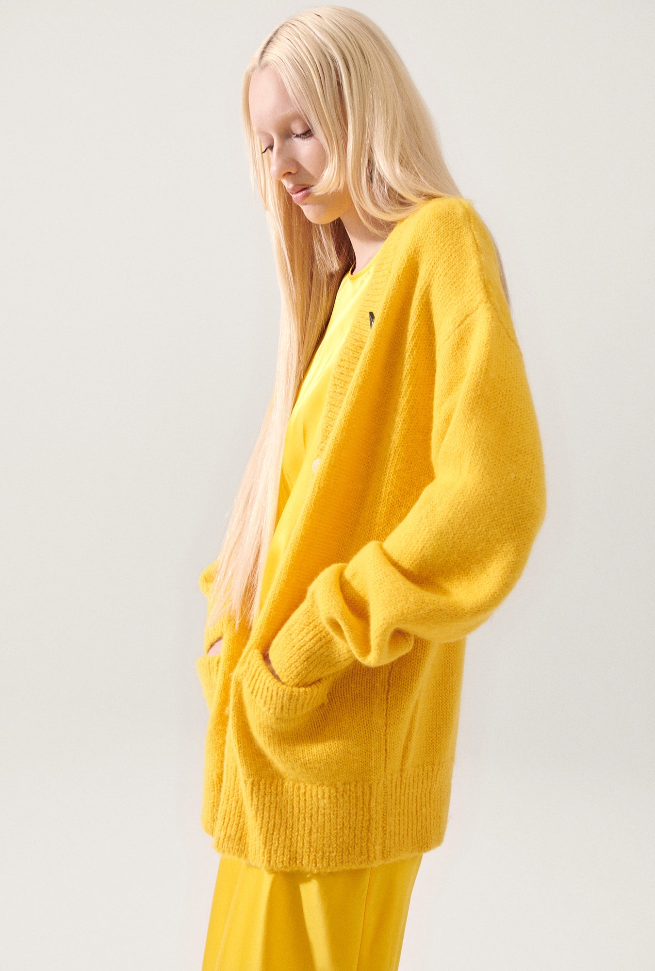 Silk Laundry Alpaca Slouch Cardigan (Marigold)