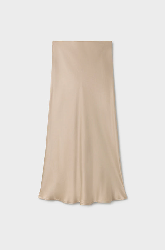 Silk Laundry Long Bias Cut Skirt (Hazelnut)