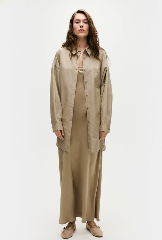 Image of Shirts. Productname: Cotton Silk Round Shirt Graphite in Graphite colour by brand - Silk Laundry