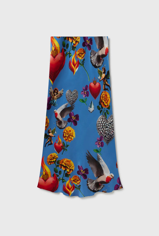 Silk Laundry Long Bias Cut Skirt (Dearly Beloved Mirage)