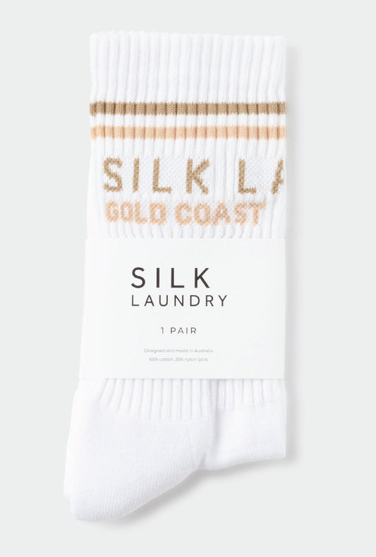 Image of Socks. Productname: Crew Sock Gold Coast in White colour by brand - Silk Laundry