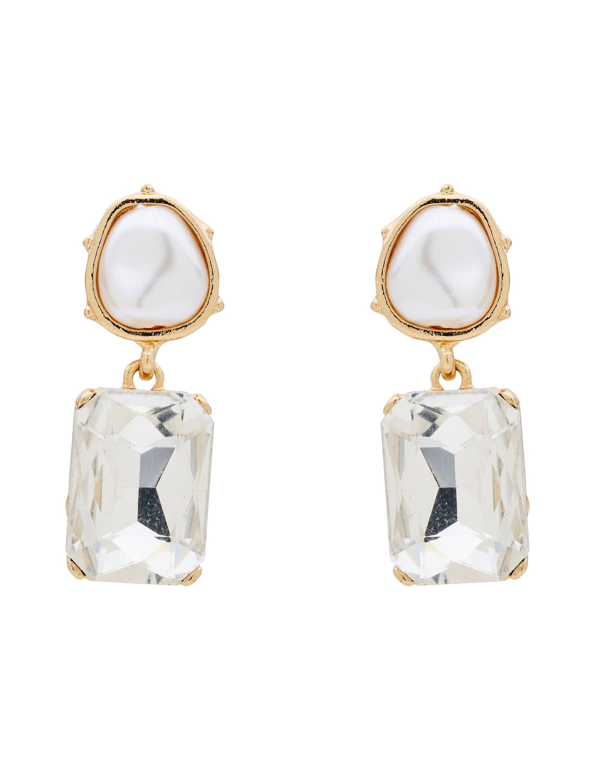 GROUP48 PEARLINE RECTANGLE STONE EARRING (Print)