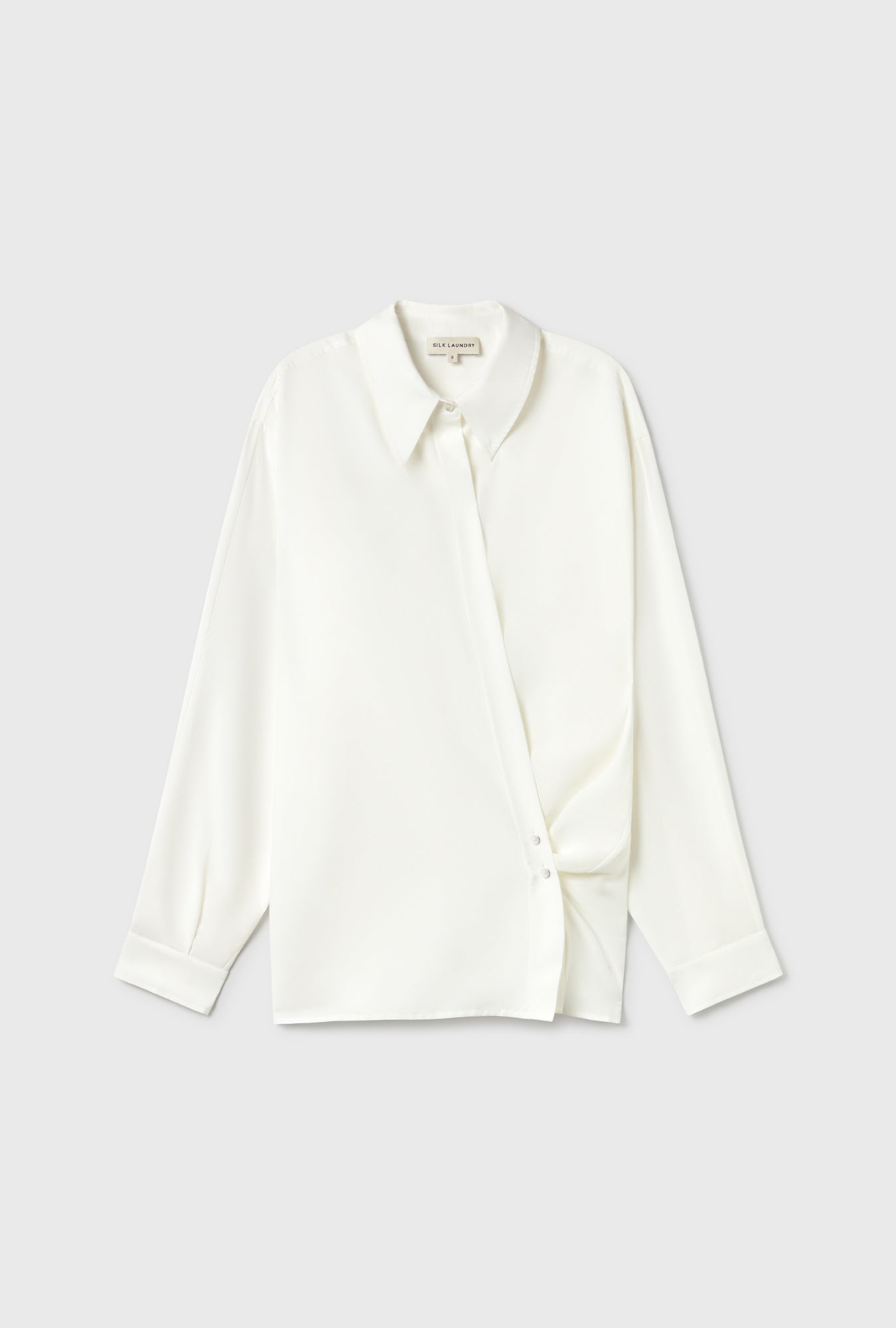 Laundry Cotton Silk Crossover Shirt (White)