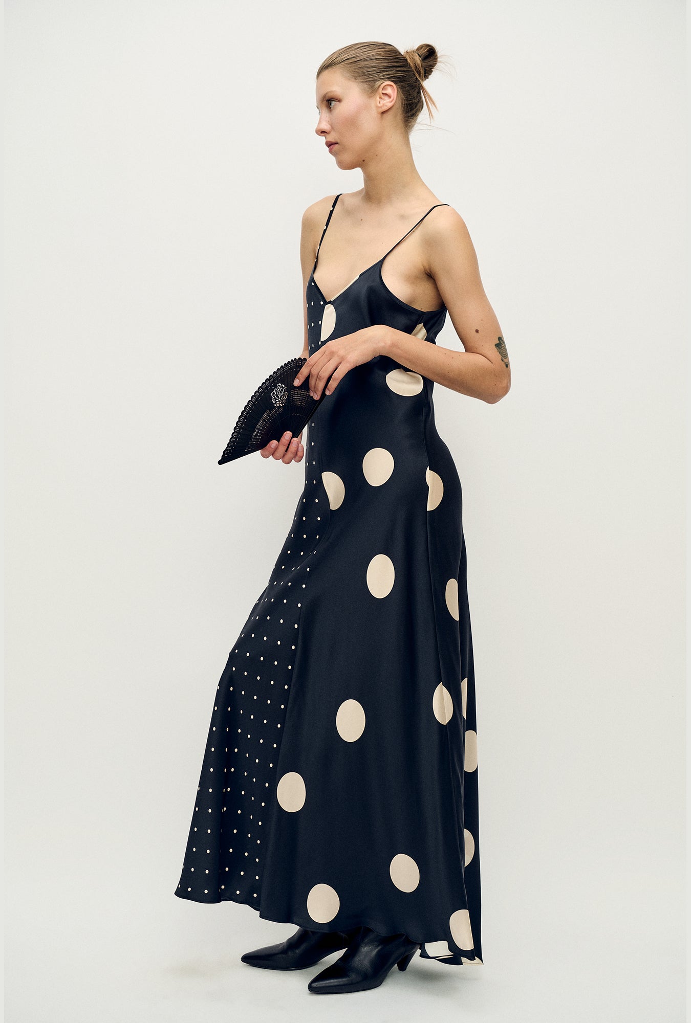 Silk Laundry Two-Tone Dress (Polka Mix)