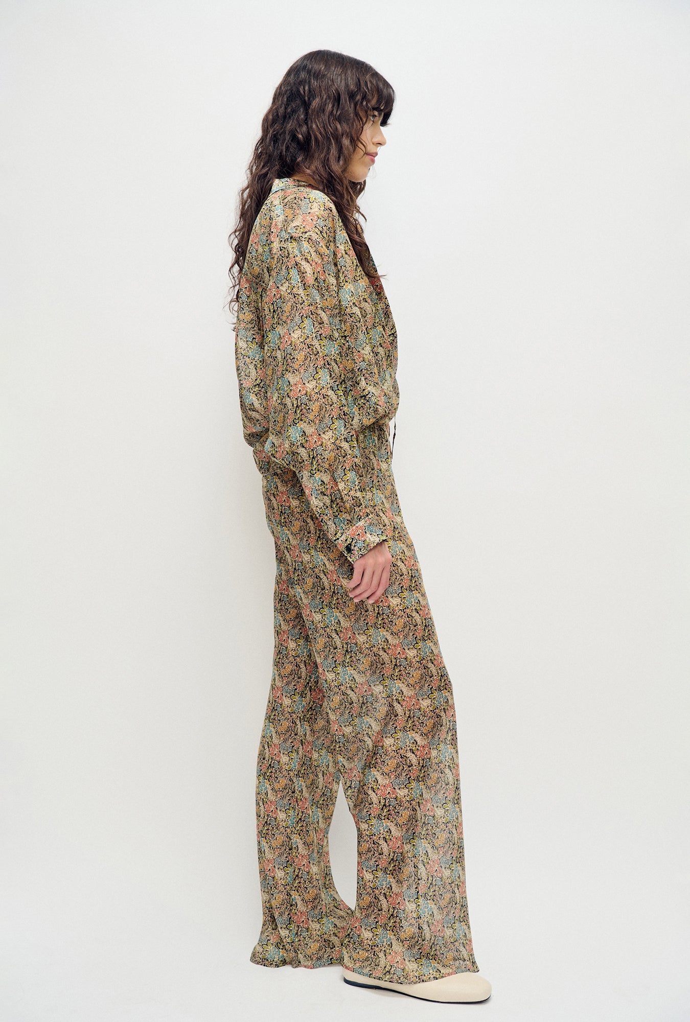 Silk Laundry Chiffon Bias Cut Pants (Sugar Floral)