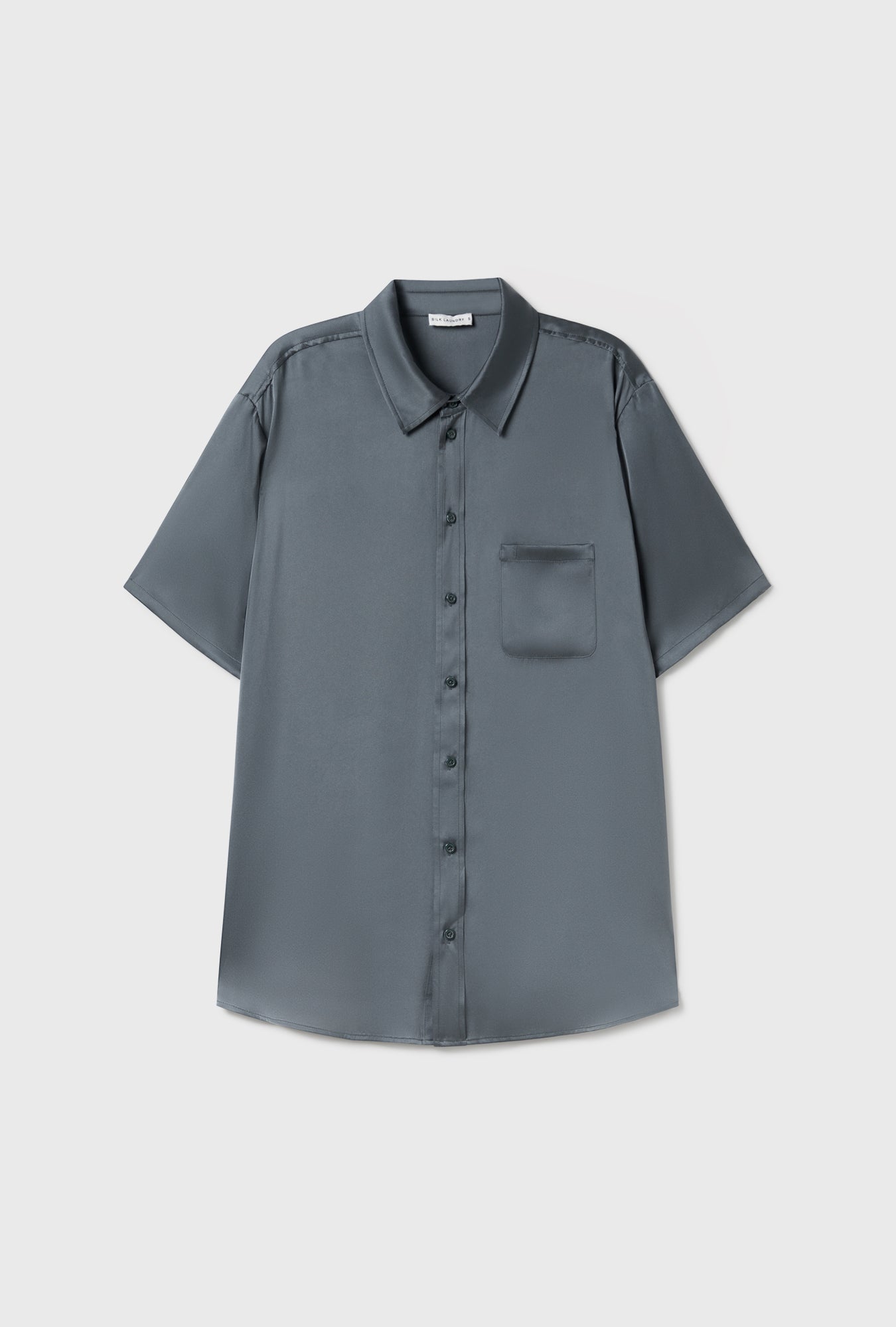 Silk Laundry Short Sleeve Boyfriend Shirt (Slate)