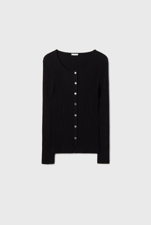 Silk Laundry Ribbed Kia Cardigan (Black)