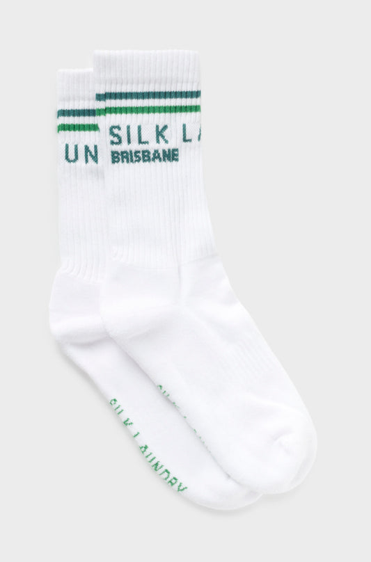 Silk Laundry Crew Sock Brisbane (White)