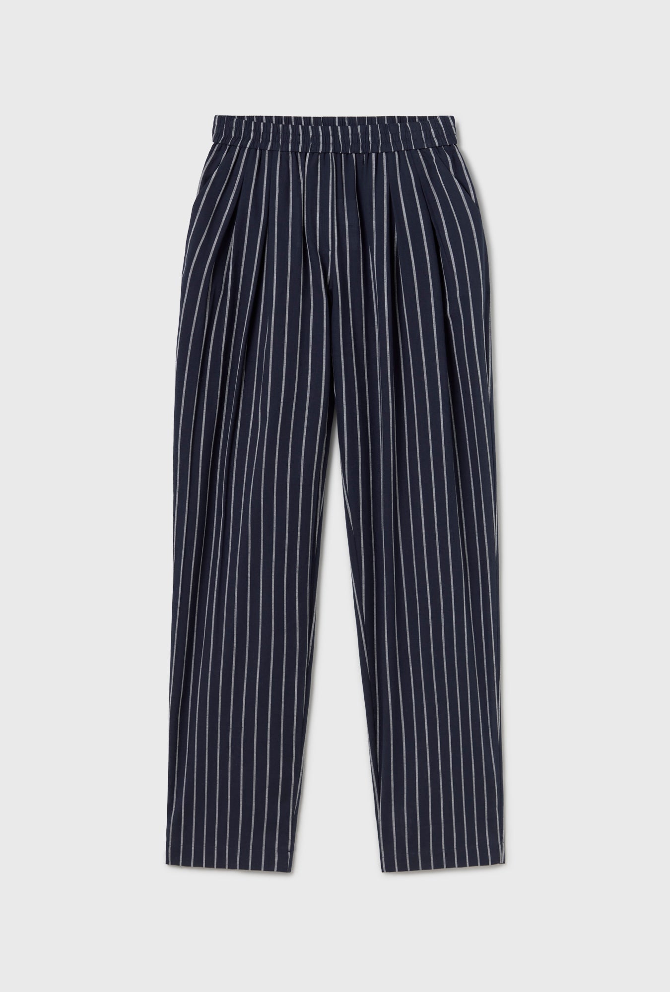 Silk Laundry Cotton Slouch Pants (Egret Stripe)