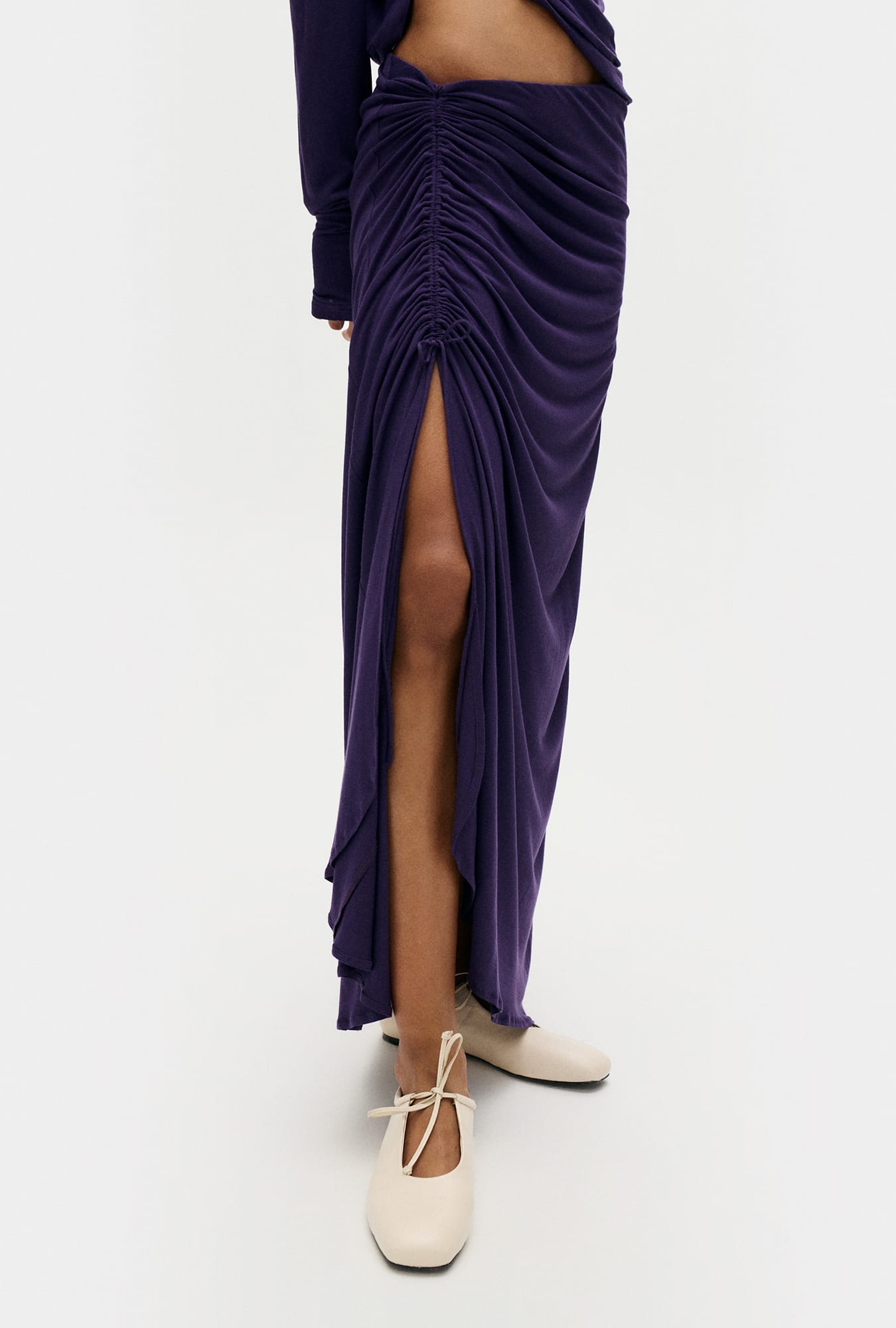 Silk Laundry Jersey Modal Ruched Skirt (Nightshade)
