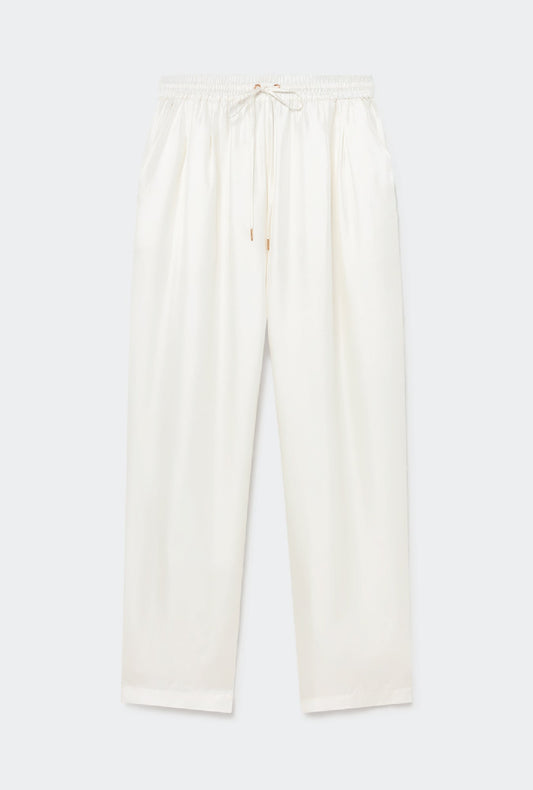 Silk Laundry Twill Slouch Pants (White)